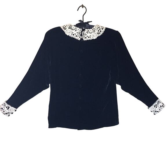 vintage 80s black velvet gothic victorian skirt set - Picture 3 of 10